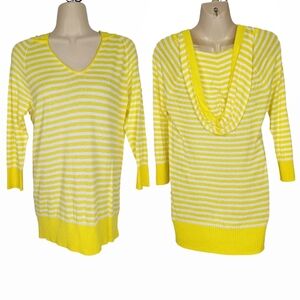 GAP Yellow Striped Hooded Lightweight Sweater Sz M